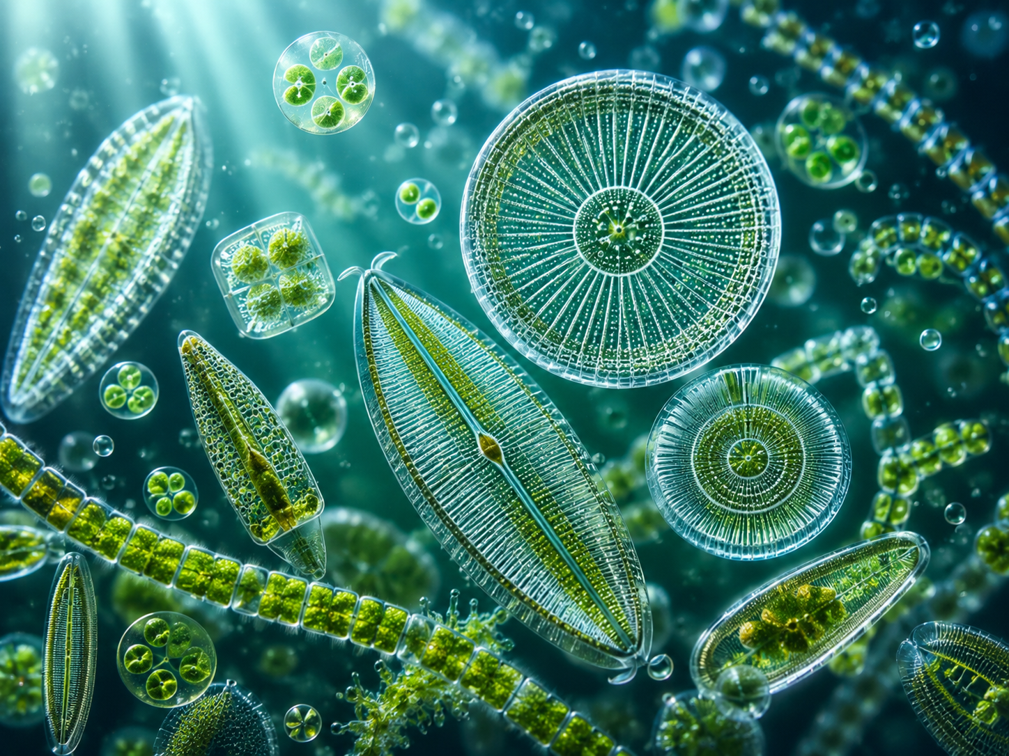 Microscopic algae diatoms